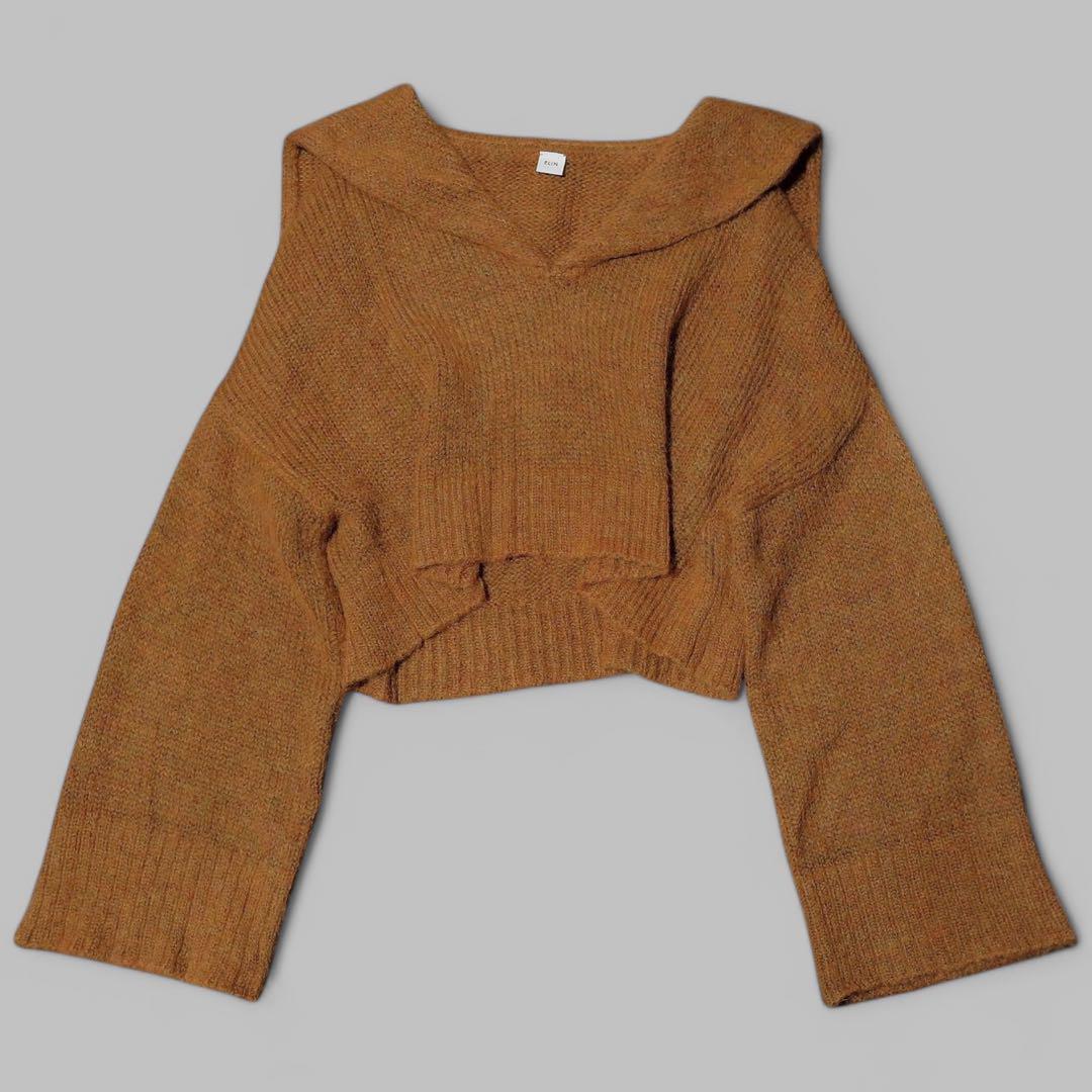 Excellent Condition★Retail Price 40,000 Yen★ELIN★Sailor Collar Mohair Knit★Cropped Knit★Mohair