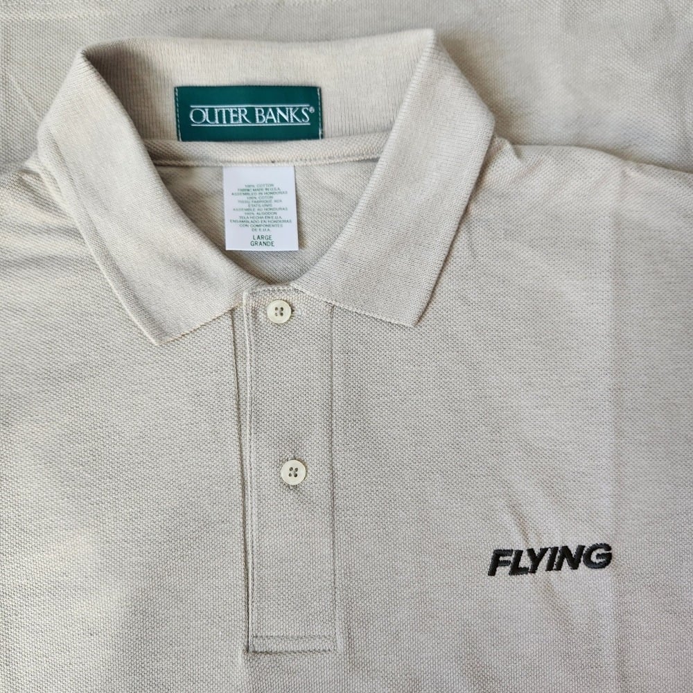 Vintage Mens Large Outer Banks Flying Magazine Tan Polo