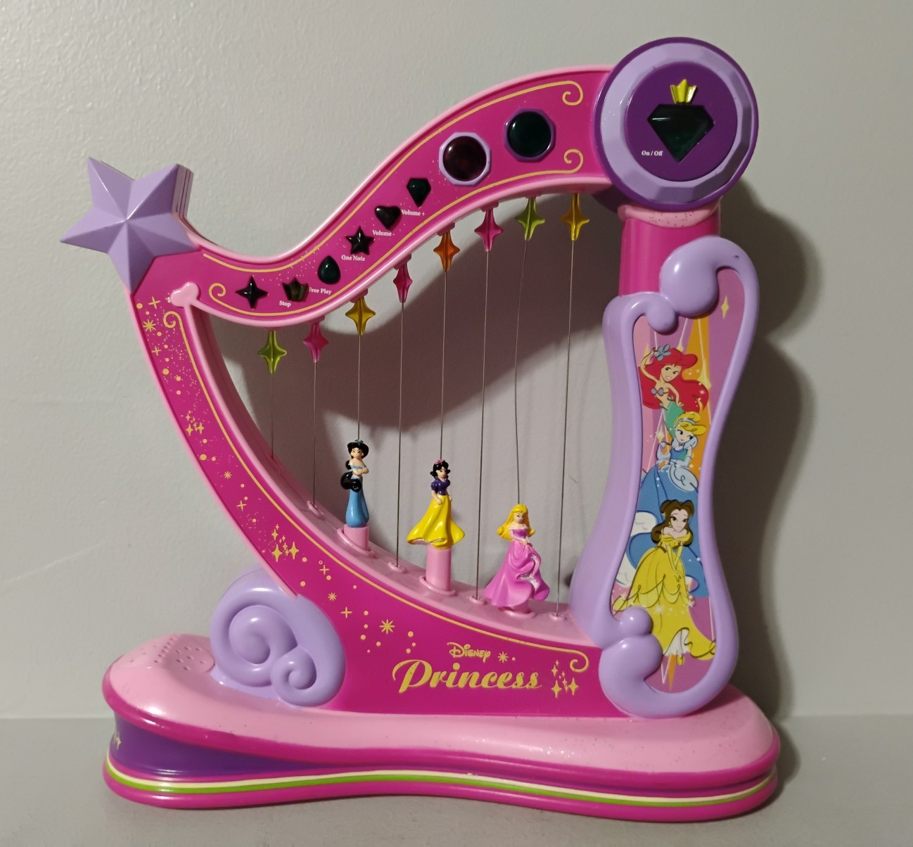 Rare HTF Disney Princess Dance & Spin Light Up Moving 12 Harp Toy