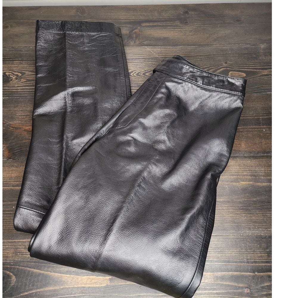 Copper Key Women's Genuine Leather Straight Leg High Rise Pants Trousers Size 5