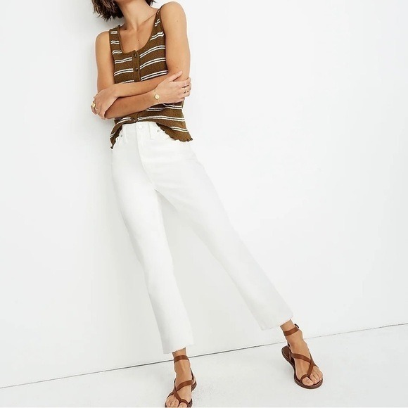 Madewell NWT The High Rise Slim Boyjean Raw Hem in White Size 32