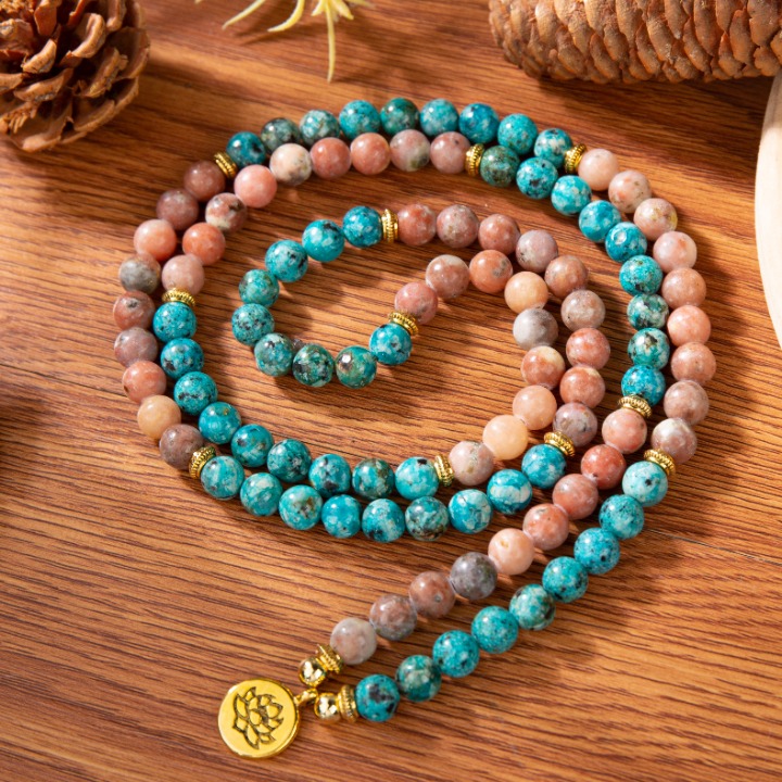 UNIQUE 10pcs mala stone necklace handmade bracelet (as show) +gift pouch