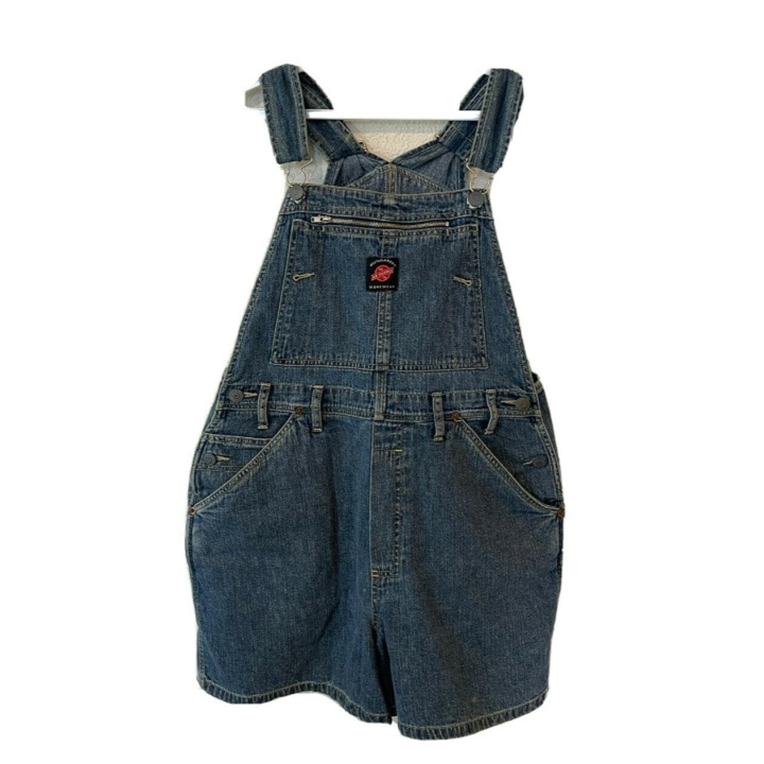 Vintage Womens Small Relaxed Fit Blue Jean Short Bib Overalls Shortal