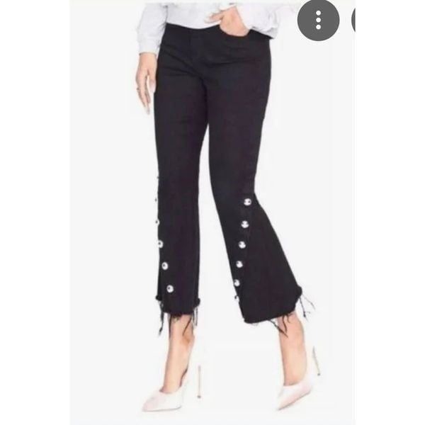 Rachel rachel roy Dolly black crop Flare mid rise studded denim sz 27