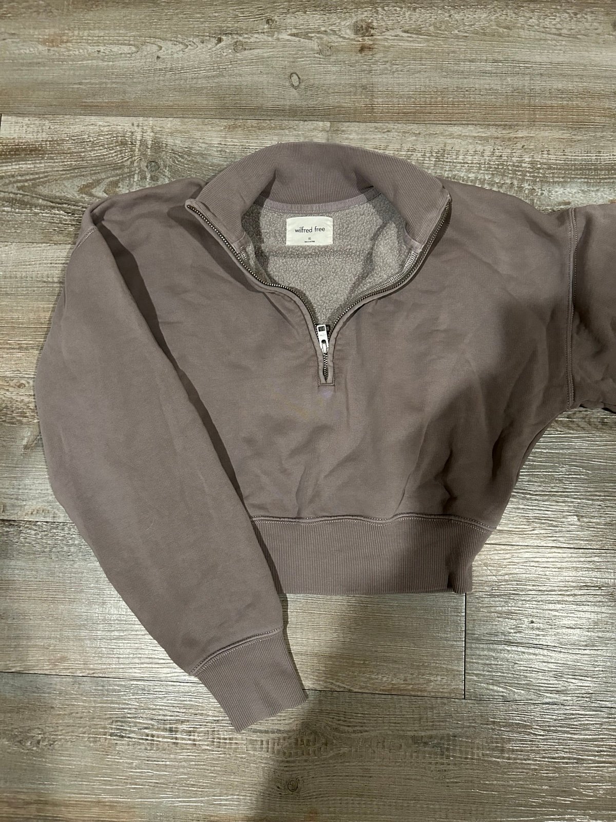 Aritzia Wilfred Free Fleece 1/2 Zip Sweatshirt in Turner Taupe