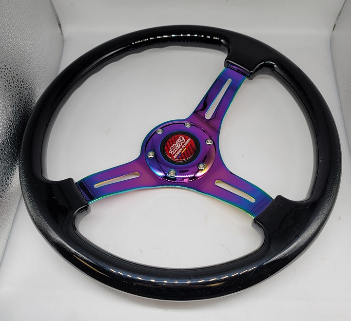 NEW 350MM 14 Universal Mugen ABS Racing Steering Wheel Black With Neo Spoke