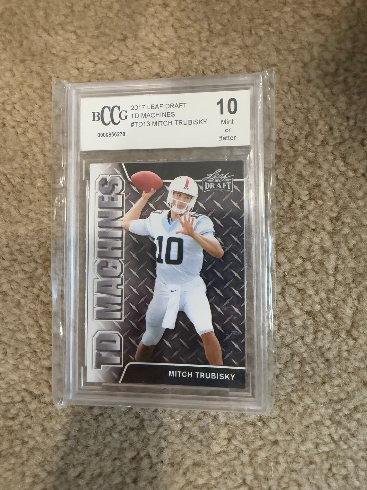 2017 Leaf Draft Gold Mitch Trubisky TD13 Rookie BGS 9 Mint Pittsburgh Steelers