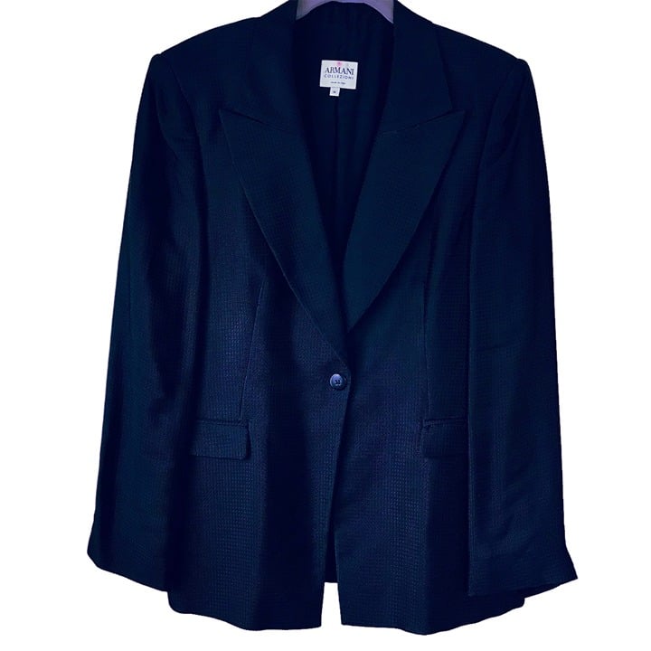 Armani Blue Viscose and Silk Blend Blazer Size 14