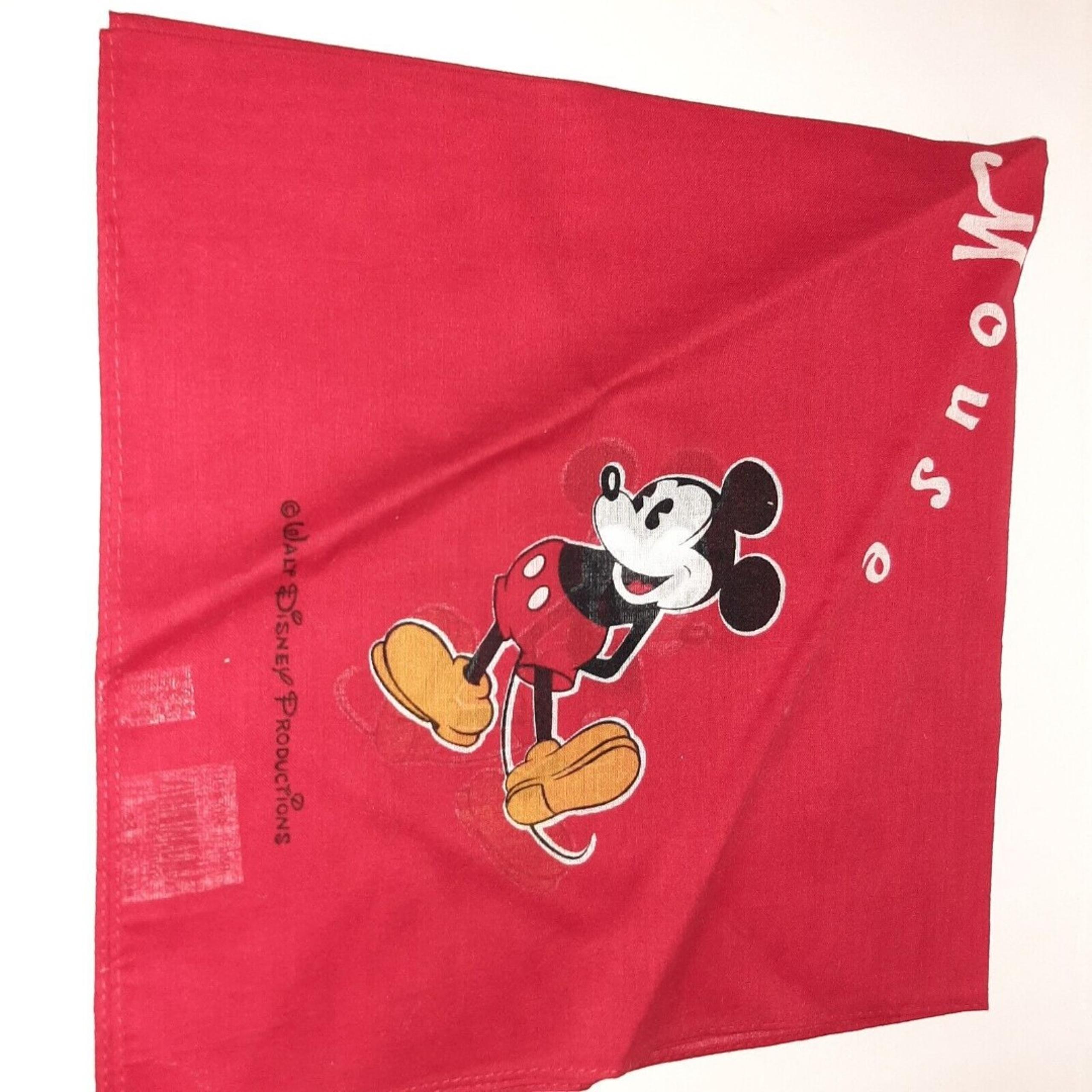 Walt Disney Productions Mickey Mouse Bandana 21x21 Vintage Parks RED