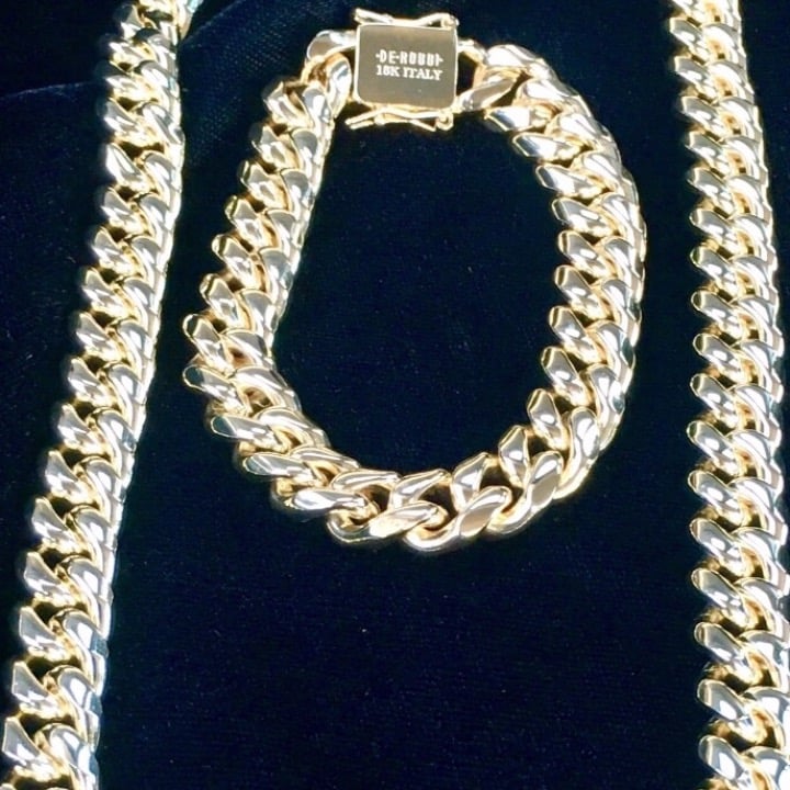 CUBAN LINK 18K GOLD NEW CHAIN ITALY