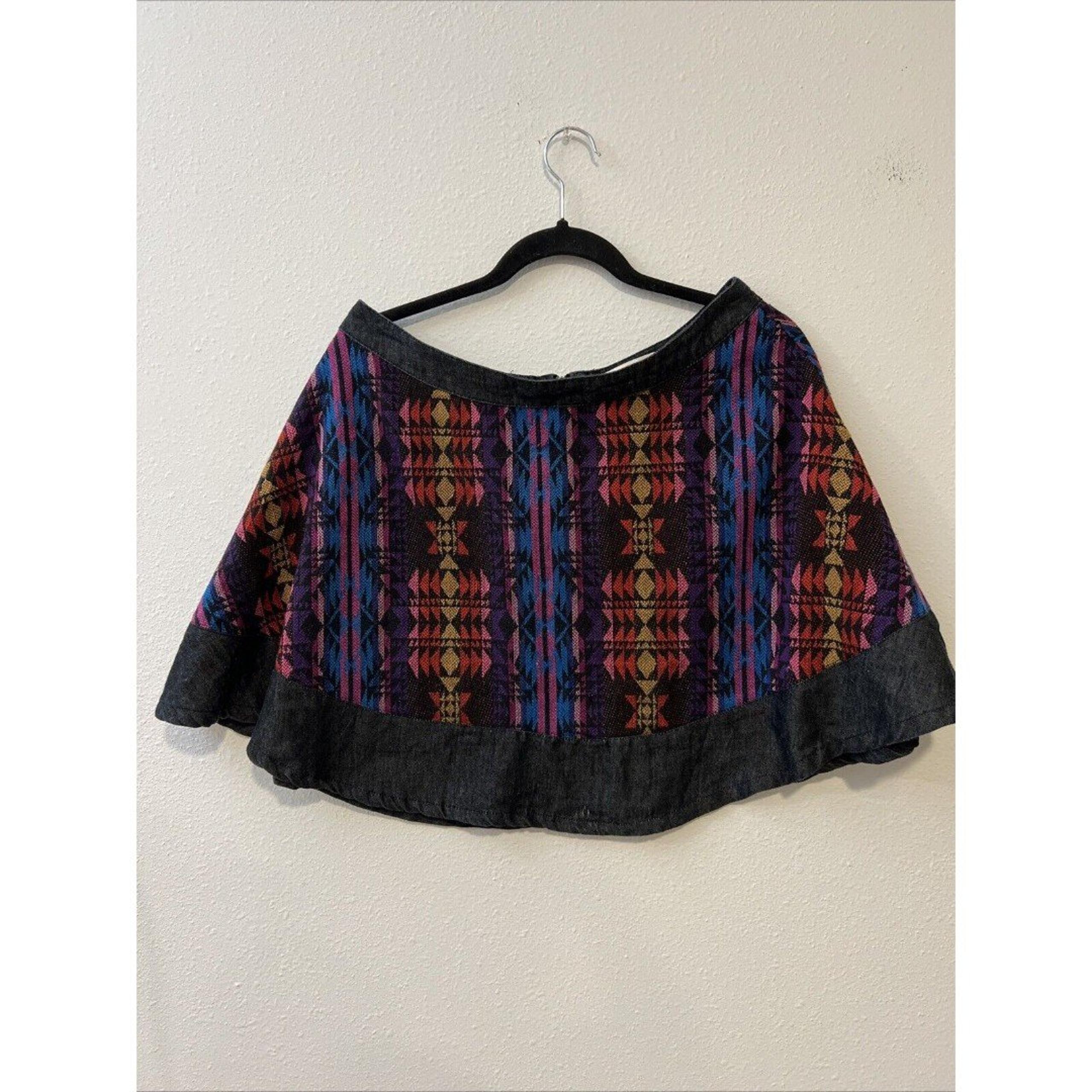 Umgee Embroidered Mini Skirt Womens Large Multicolor Aztec Bohemian Southwestern