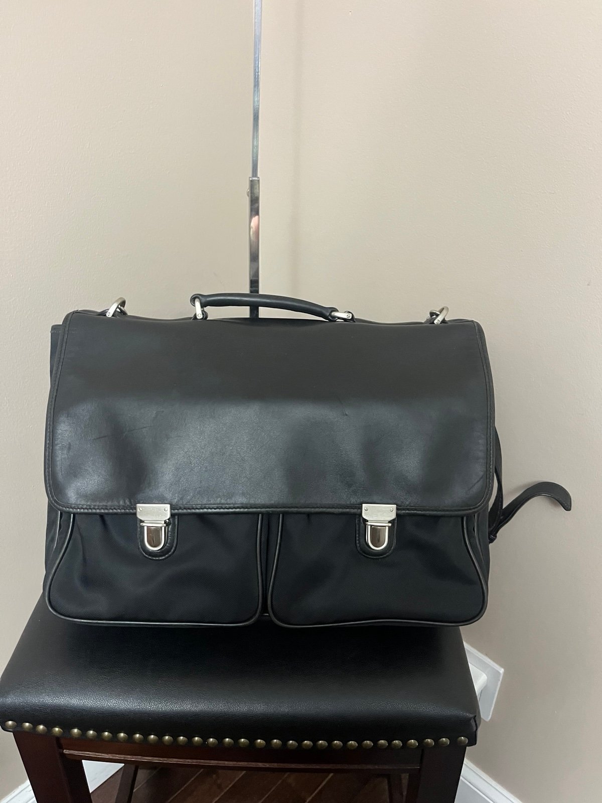 Vintage Coach 5101 Black Canvas & Leather Briefcase Messenger Bag