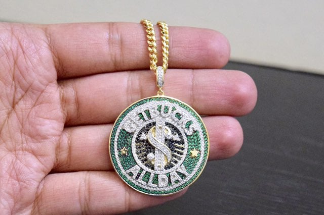 14k Gold Diamond Custom Get Bucks Charm