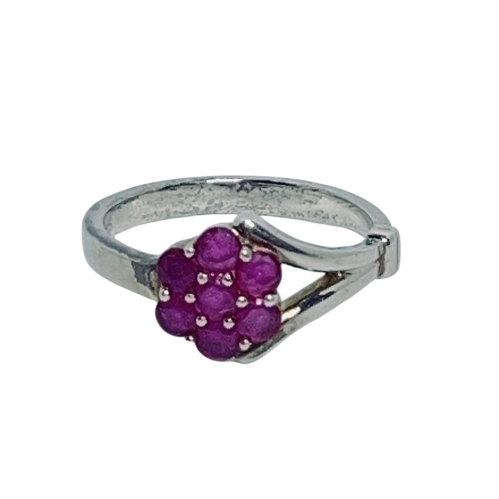 Sterling Silver Pink Topaz Floral Cluster Ring Size 7 1/2 (R53)