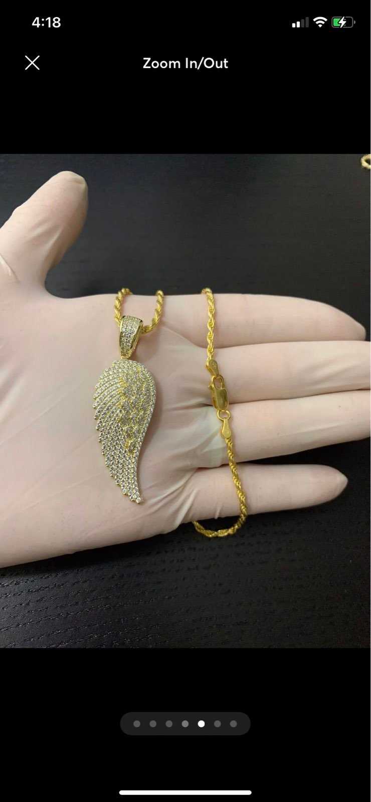 14k gold/925 sterling silver diamond angel wing necklace