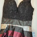 VENUS Lace & Striped High Low Dress Women's Size 4- Black, Burgundy, Silver NWOT