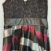 VENUS Lace & Striped High Low Dress Women's Size 4- Black, Burgundy, Silver NWOT