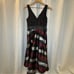 VENUS Lace & Striped High Low Dress Women's Size 4- Black, Burgundy, Silver NWOT