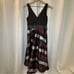 VENUS Lace & Striped High Low Dress Women's Size 4- Black, Burgundy, Silver NWOT