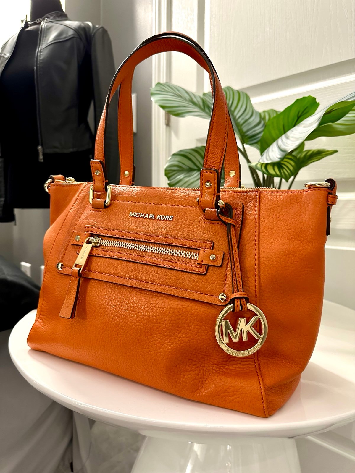 Michael Kors Gilmore Satchel Crossbody Bag in Tangerine Orange