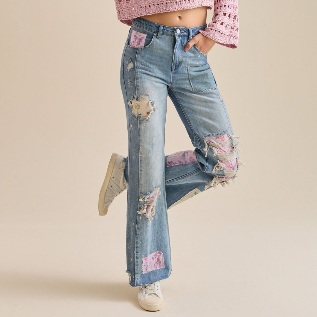 Altar’d State Eloise Patchwork Jeans Size 25 NWT