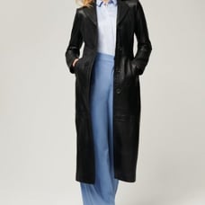 Hazel Full-Length Lambskin Leather Trench Coat