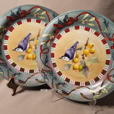 Lenox Winter Greetings Everyday (Lot of 2) Dinner Plates NUTHATCH EXCELLENT!