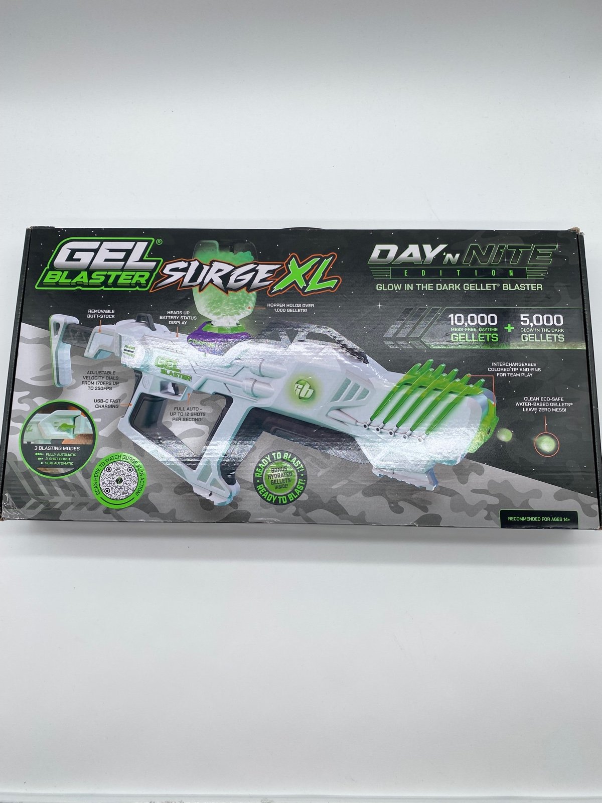 Day N' Nite Edition Gel Blaster Surge XL, Glow In the Dark. Brand New + 15,000