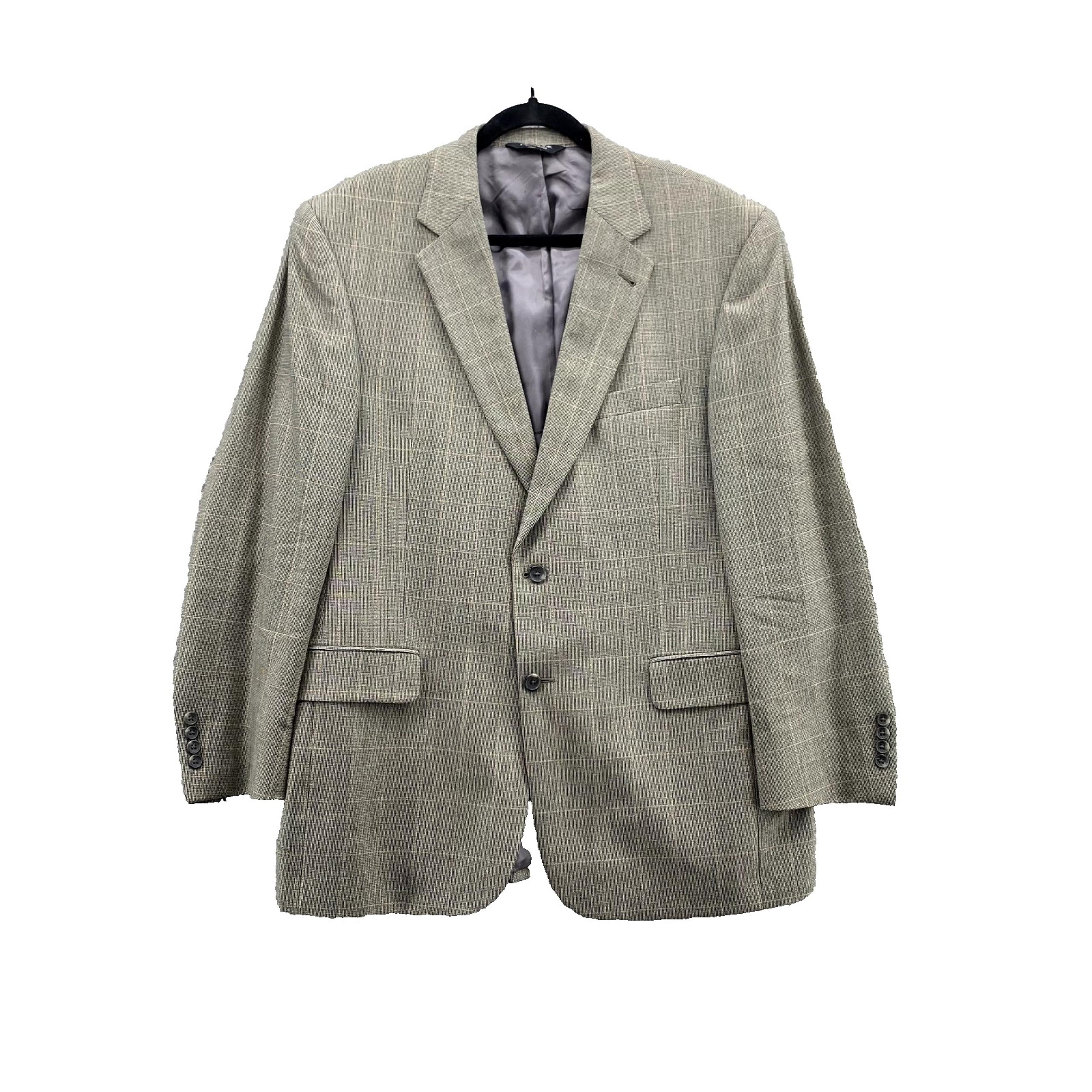 Jos A Bank Blazer Men's 43R Brown Houndstooth Silk Wool Blend Sport Coat Jacket
