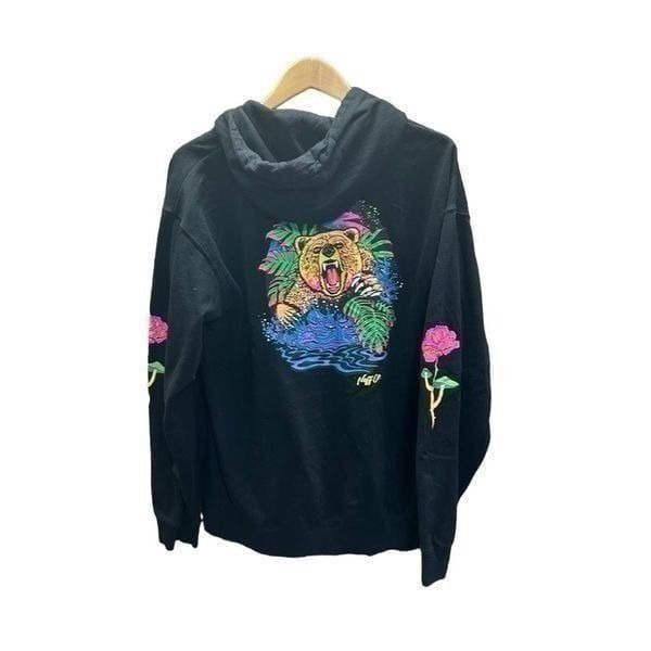 Neff Co Black Neon Hoodie Bear Mushroom Size Large (L)
