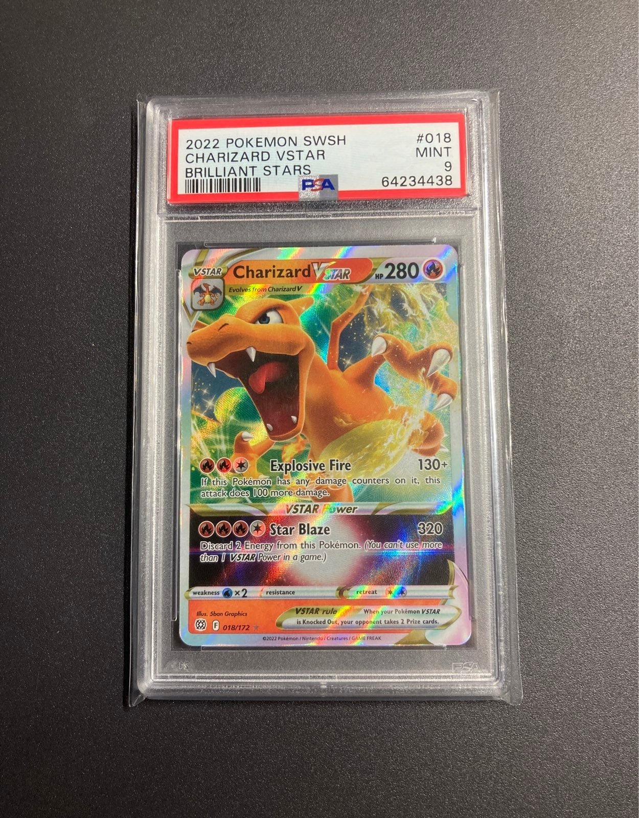Charizard v star 18/172 brilliant stars PSA 9