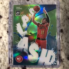 Trae Young Lime Green Holo Splash Insert #/149 Optic NBA Basketball