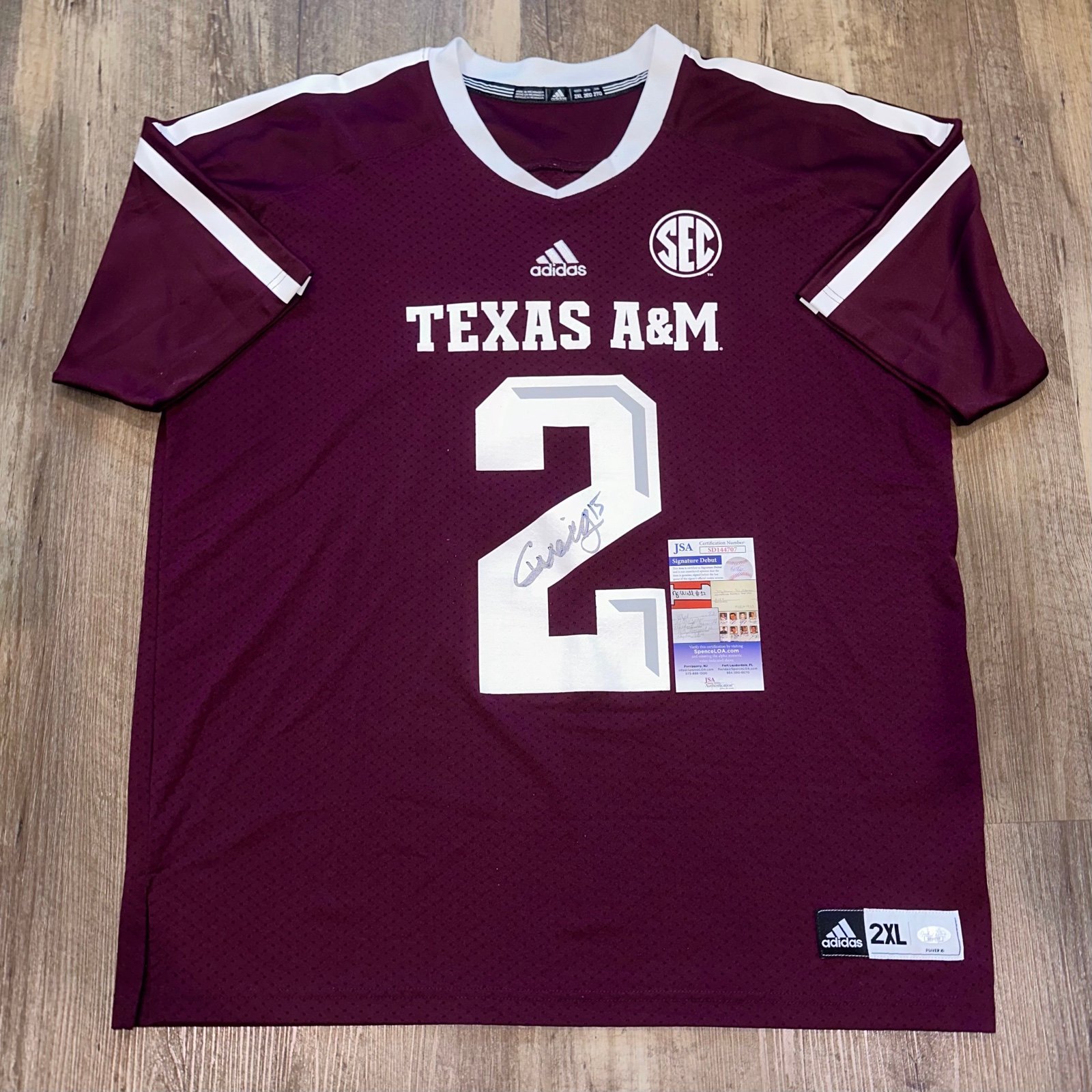 Conner Weigman Autographed Texas A&M Aggies Adidas Jersey Signed #2 Maroon JSA
