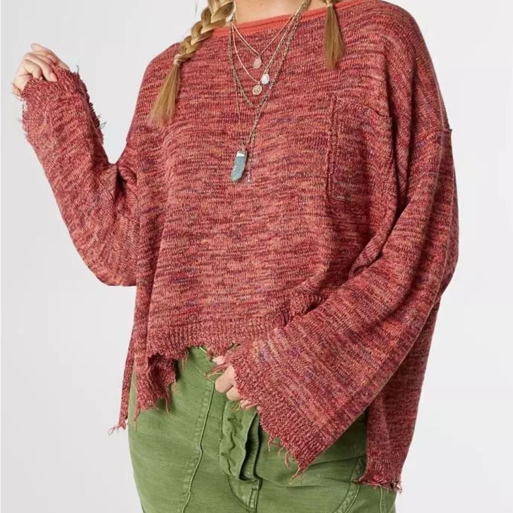 Free People oversized Prism Pullover Sweater Sz XS