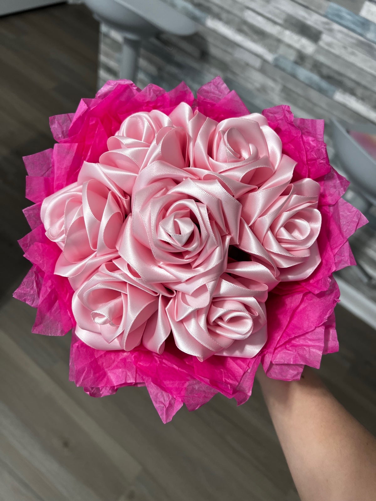 Satin bouquet forever roses