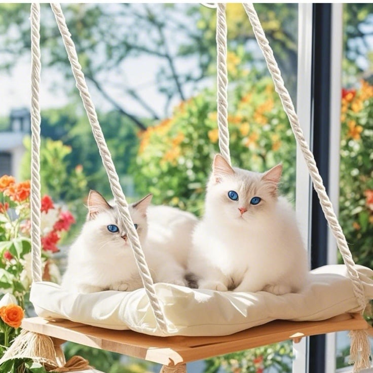 Cat Window Perch Soft Pillow Premium Hardwood Seat Cat Hammock for Cats Inside