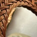 Vintage Mid Century Flat Minimalist Wicker Rattan Oval Mirror Wall Decor