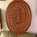 Vintage Mid Century Flat Minimalist Wicker Rattan Oval Mirror Wall Decor