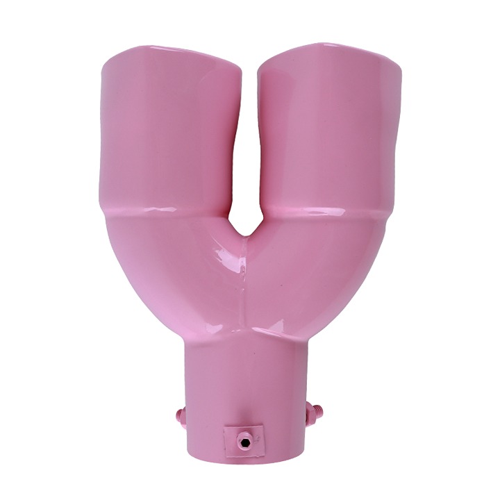 Brand New Pink Dual Heart Shaped Stainless Steel Car Exhaust Pipe Muffler Tip