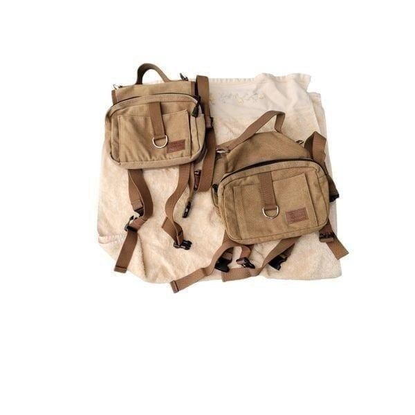 OneTigris Beige Canvas Tactical Dog Harness Medium Brown Handled Vest Set Of 2