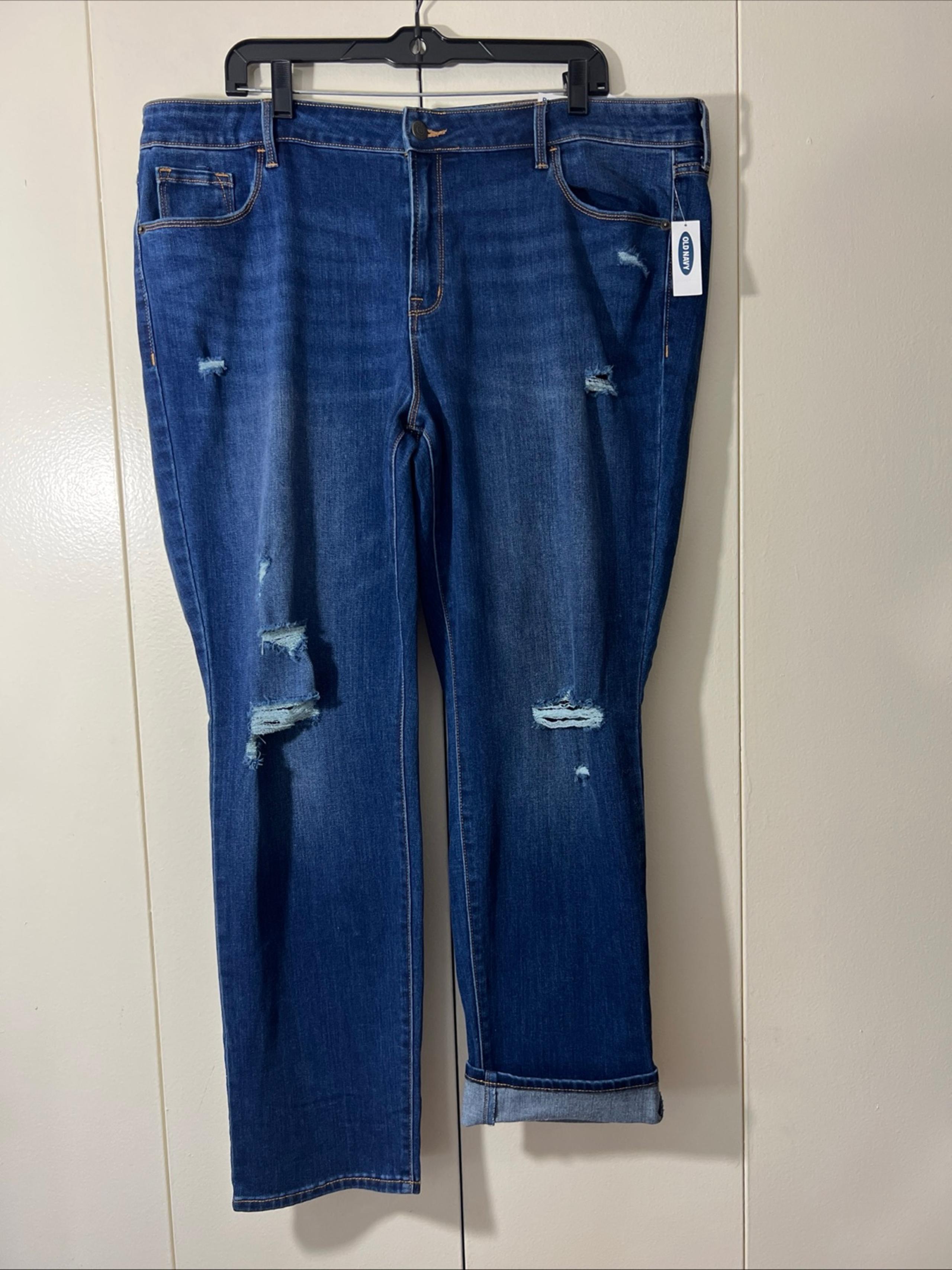 Old Navy Jeans Womens Power Slim Straight High Rise Blue Denim Stretch Size 18