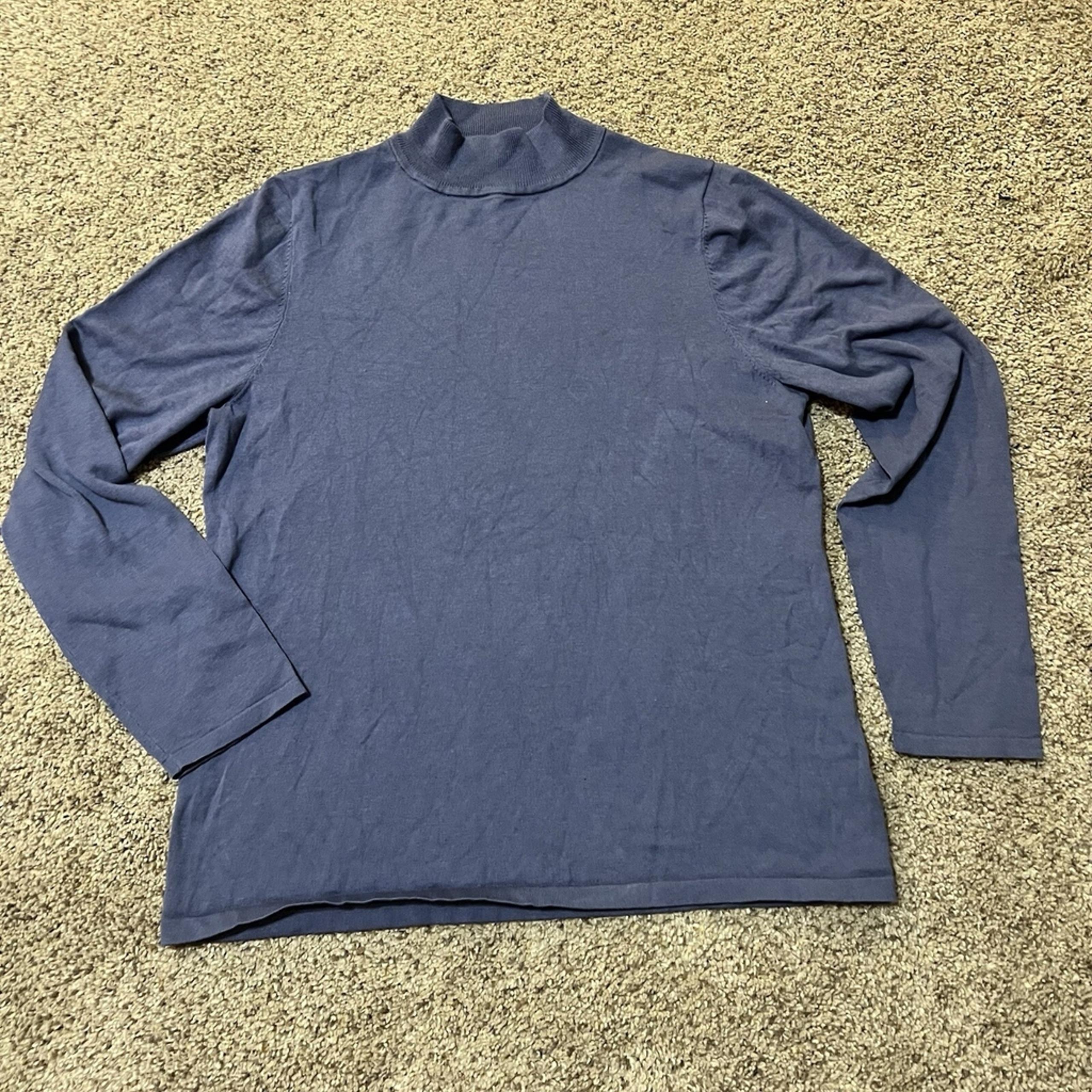 Pendleton Blue Knit Shirt Womans Small Long Sleeve Mock Neck Clean Luxury Comfy