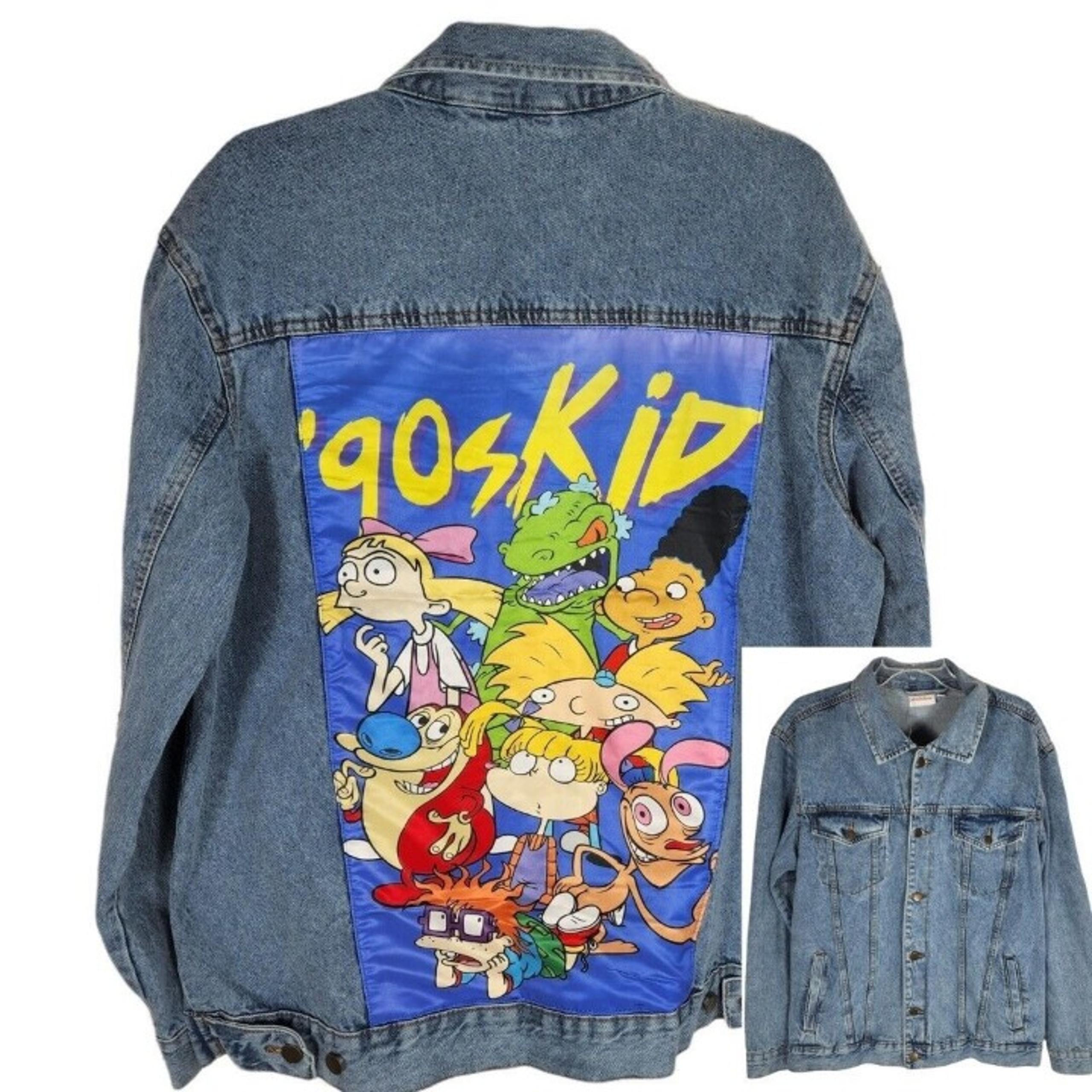 Nickelodeon Men's Size XL Blue 90s Kid Denim Trucker Jacket