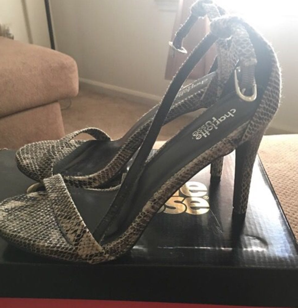 Snake Skin Open Toe Heels