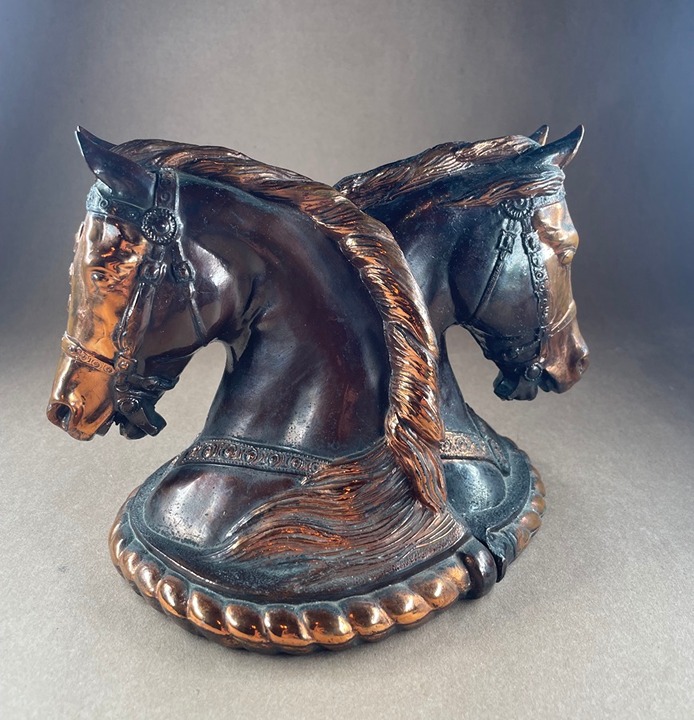 Gladys Tone Cast Bronze Bookends (Pair) '46 Horse Head Equestrian Western Decor