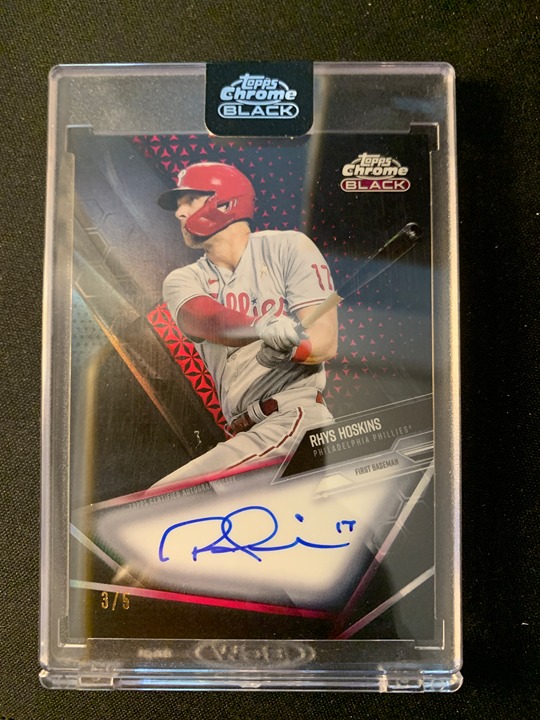 RHYS HOSKINS - 2020 TOPPS CHROME BLACK - RED REFRACTOR /5 AUTOGRAPH
