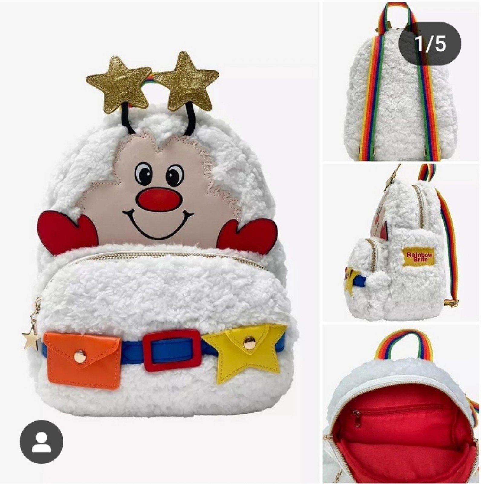 Rainbow Brite Twink Fuzzy Figural Mini Backpack