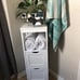 NEW Bathroom Corner Cabinet Storage Organizer with 2 Drawers and a Shelf, WHITE