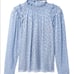 Rebecca Taylor Leo Leopard clip long sleeve sheer dot ruffle top blue 4