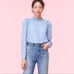 Rebecca Taylor Leo Leopard clip long sleeve sheer dot ruffle top blue 4